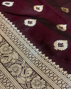Dark Maroon Banarasi Saree