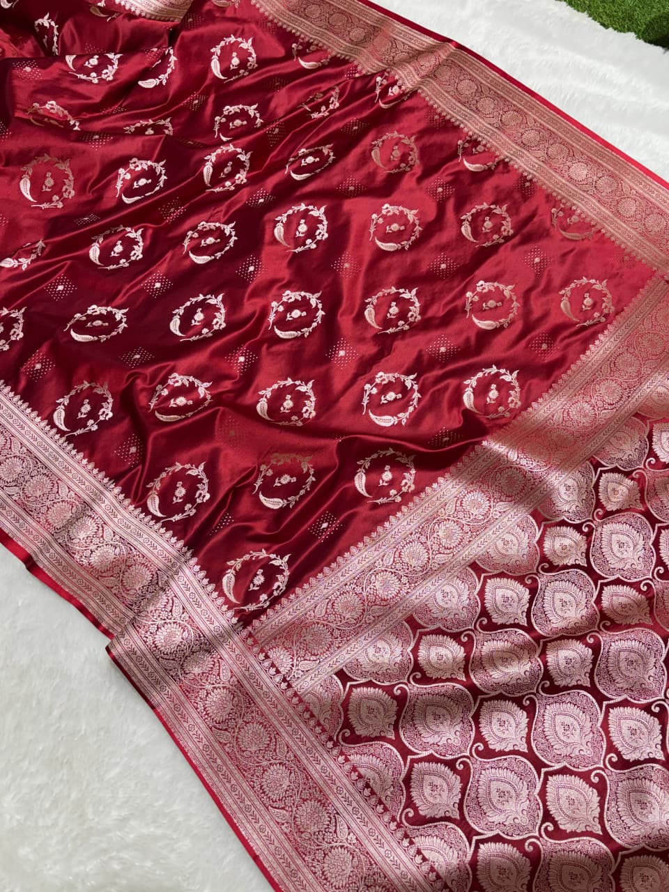 Maroon Bridal Mashru Silk Saree With Zari Weaving