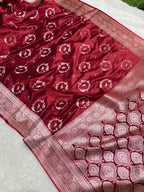 Maroon Bridal Mashru Silk Saree With Zari Weaving