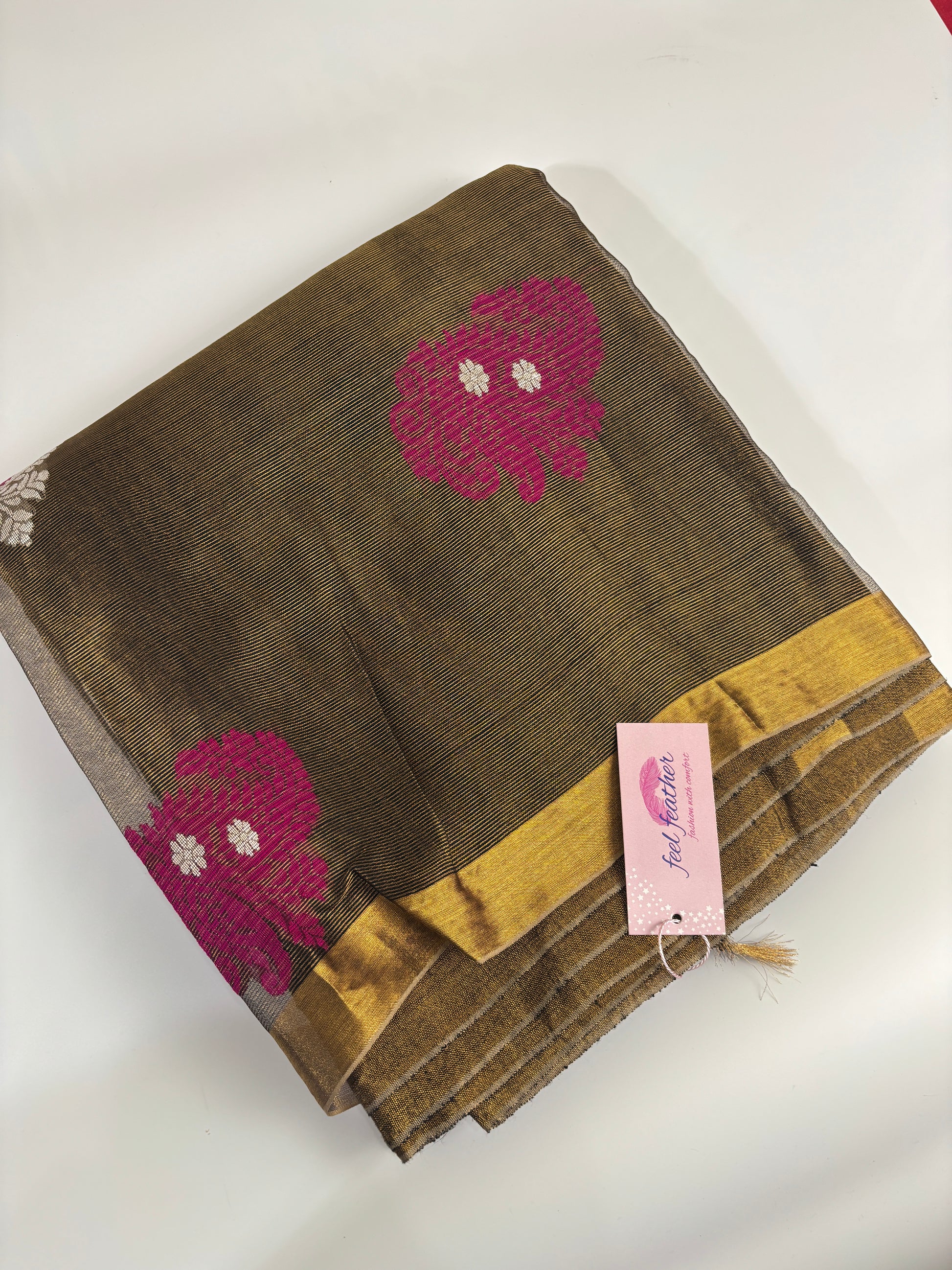 Tissue Linen Saree (Coffee Brown)
