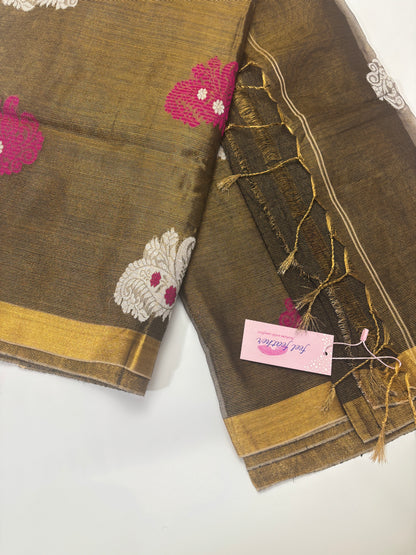 Tissue Linen Saree (Coffee Brown)