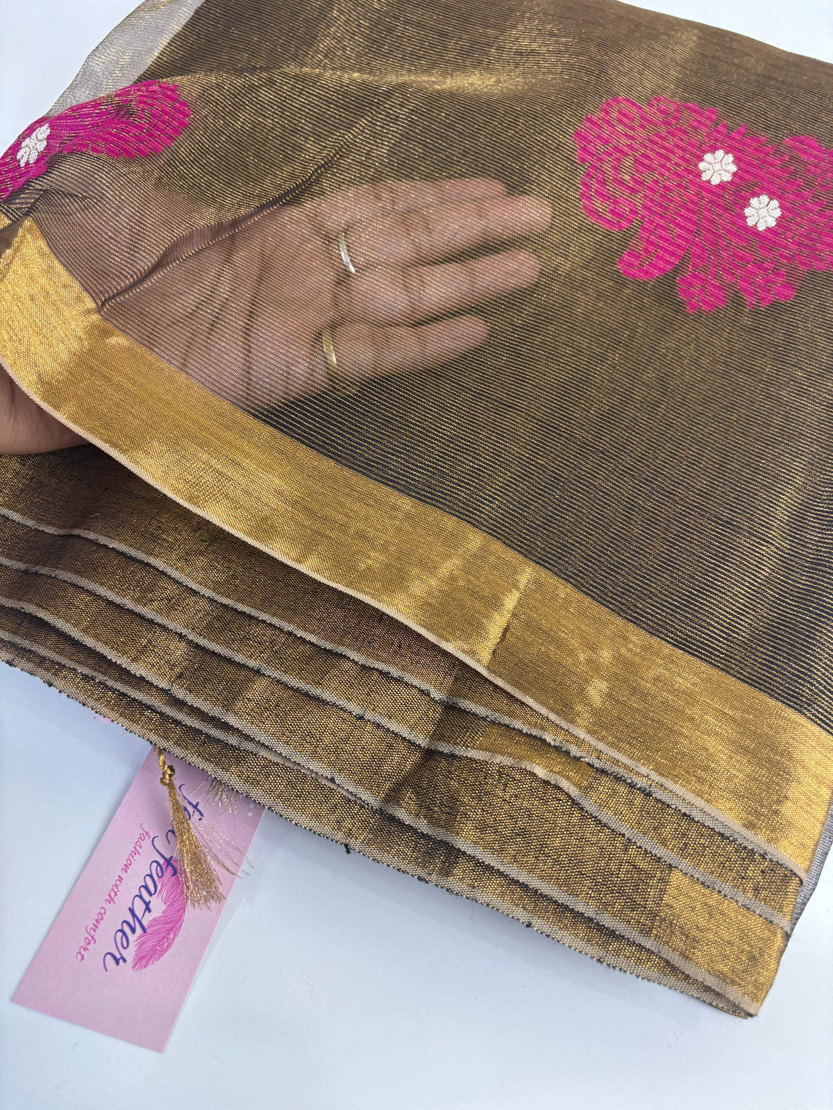 Tissue Linen Saree (Coffee Brown)