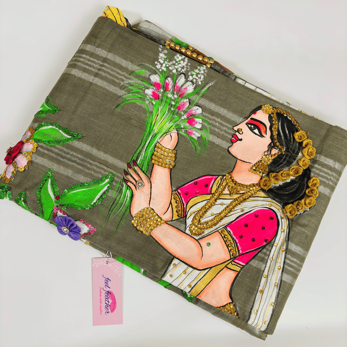 Hand-Painting Saheli Theme Saree