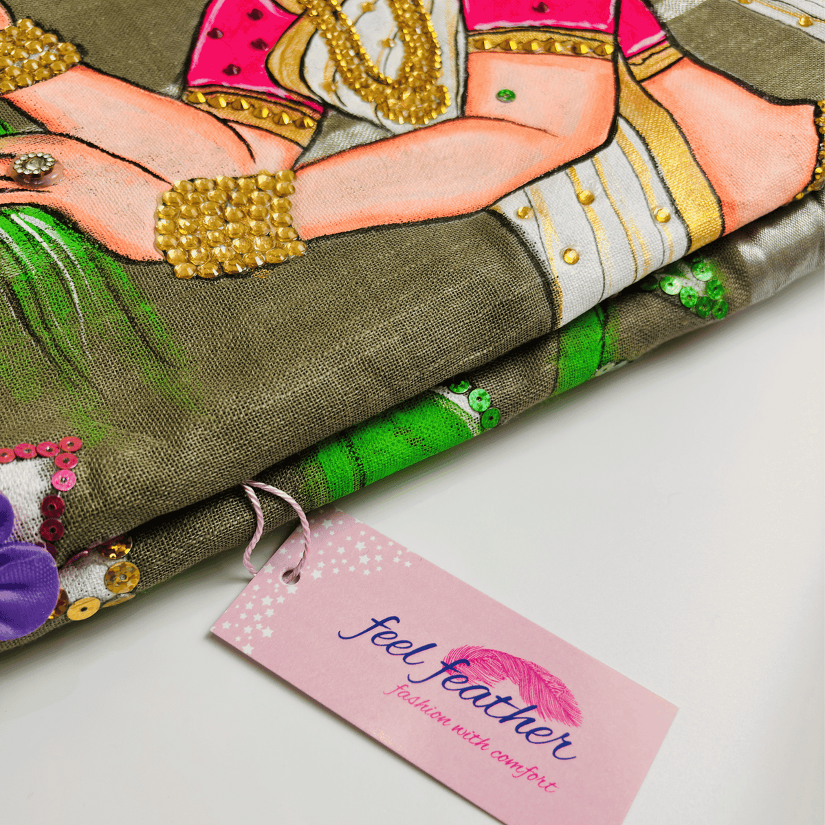 Hand-Painting Saheli Theme Saree