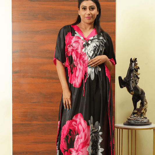 Black Kaftan Nighty For Women