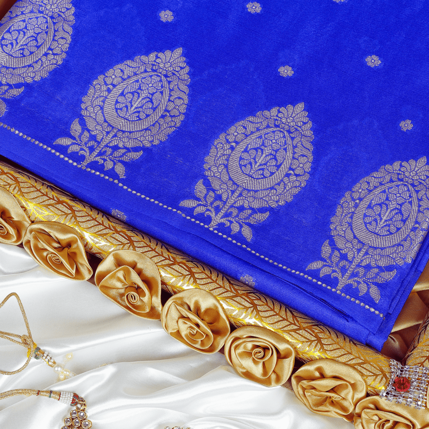 Blue Raw Mango Silk Saree