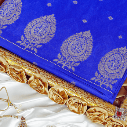 Blue Raw Mango Silk Saree