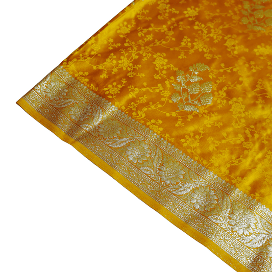 Yellow Banarasi Mashru Silk Saree