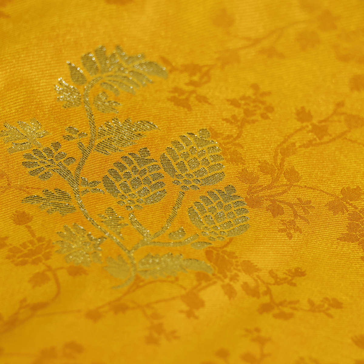 Yellow Banarasi Mashru Satin Silk Saree