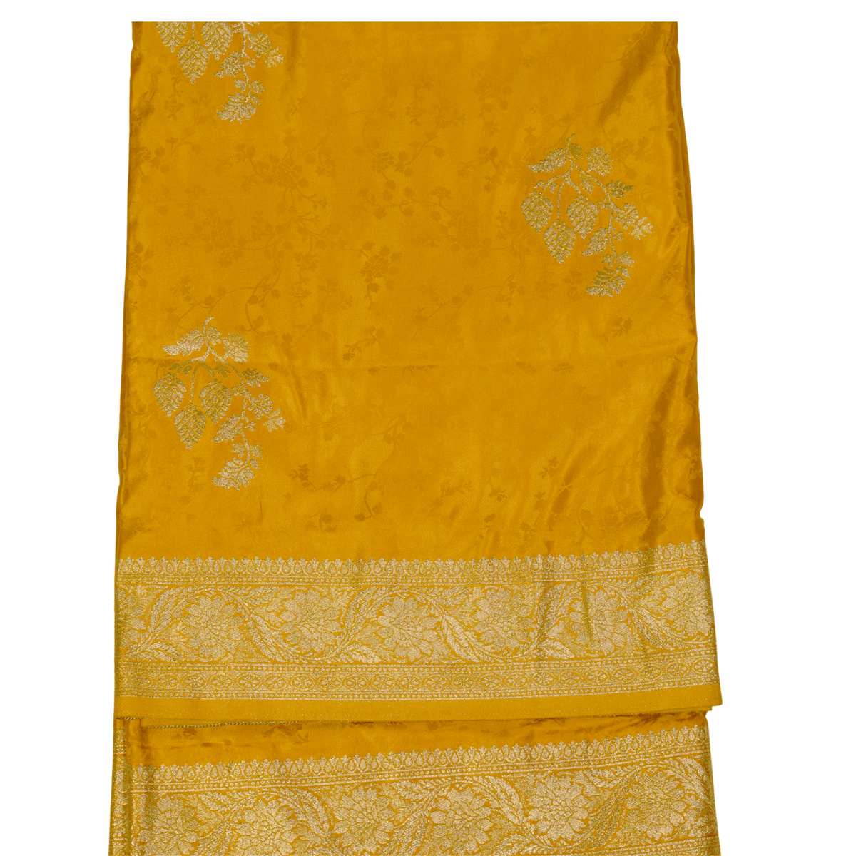 Yellow Banarasi Mashru Satin Silk Saree
