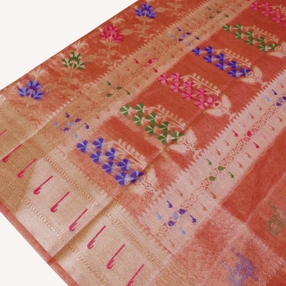 Rose Gold Tissue Banarasi Silk Saree