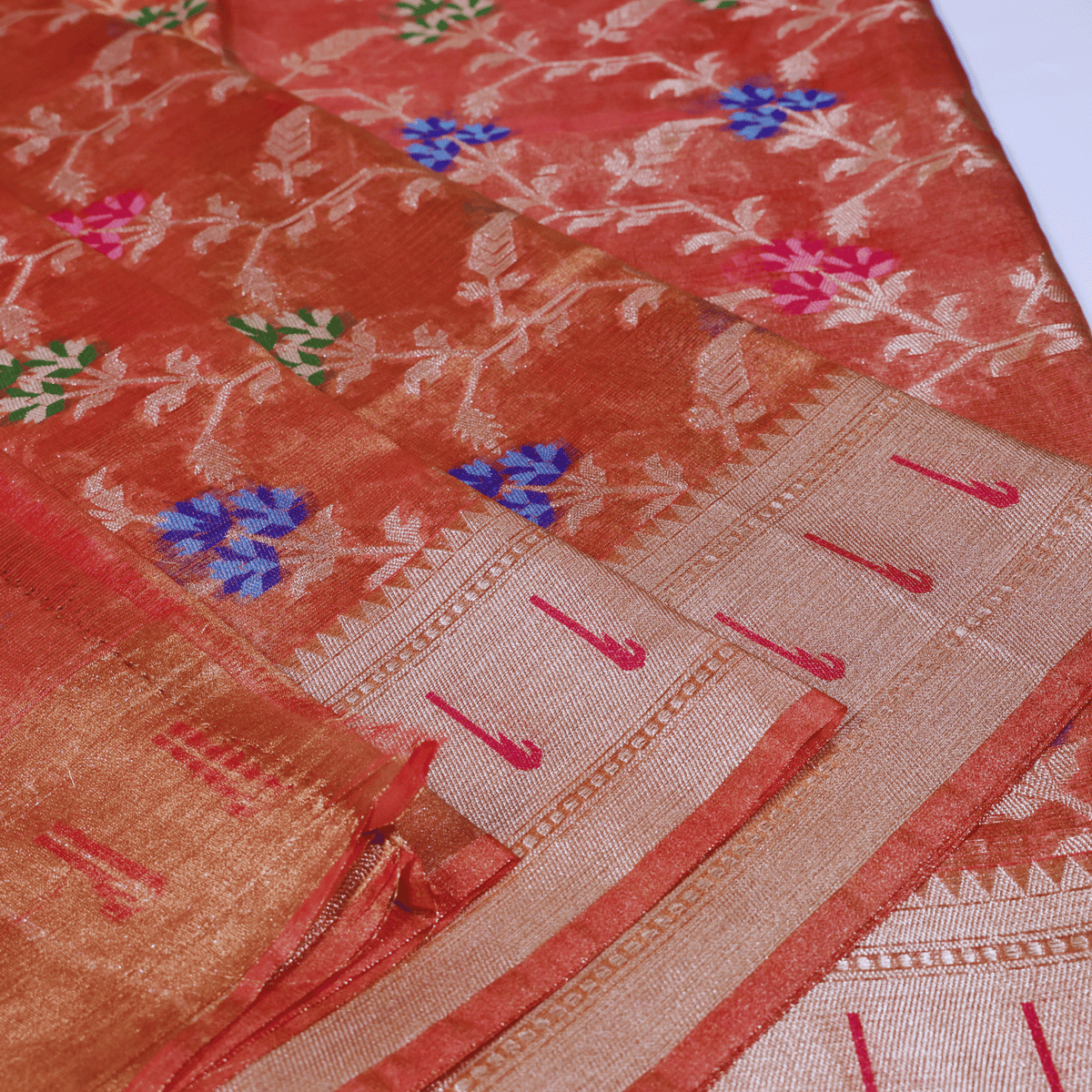 Rose Gold Tissue Banarasi Silk Saree