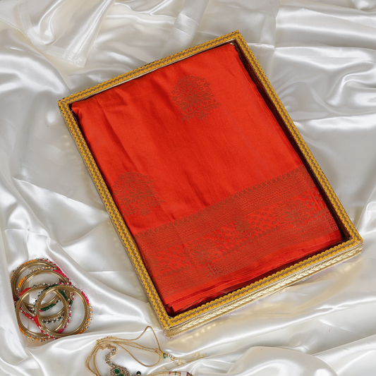Mashru Silk Saree (Orange)