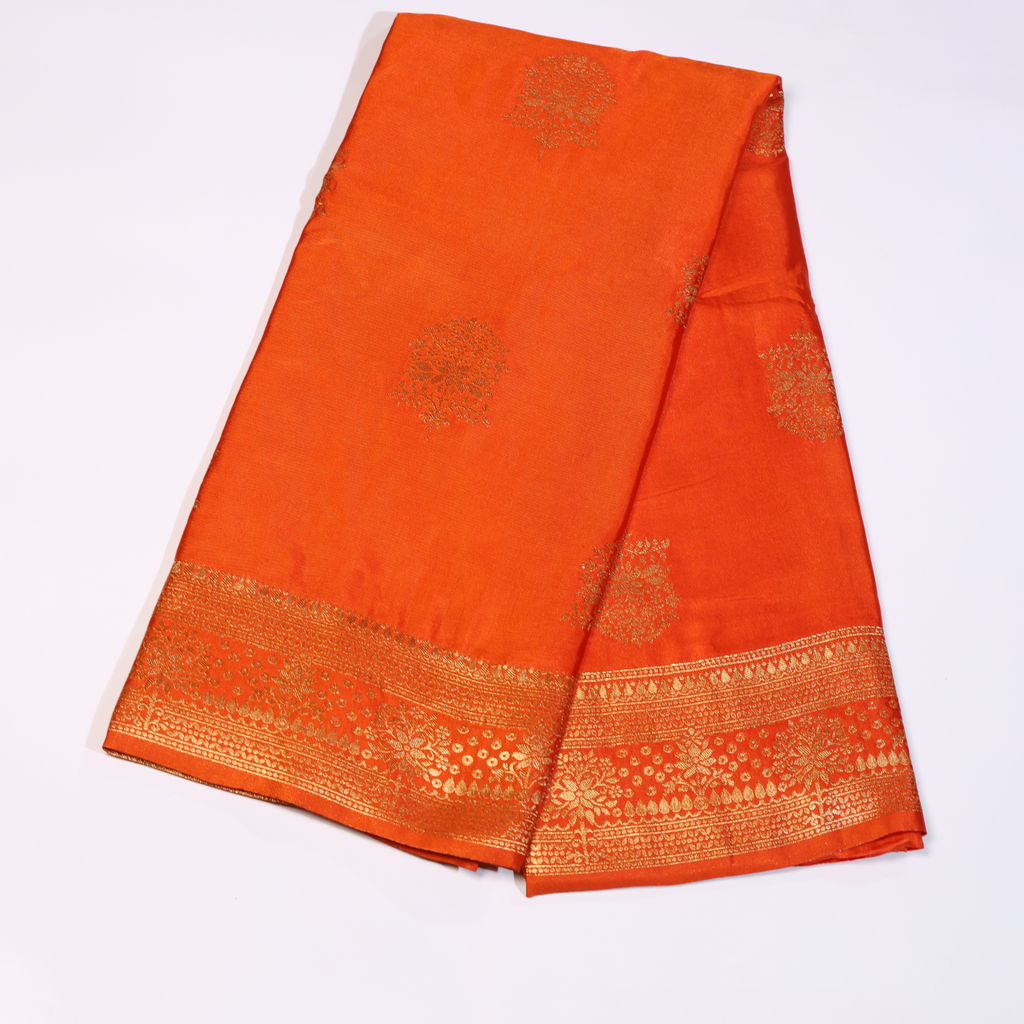 Pure Banarasi Mashru Silk Saree (Orange)