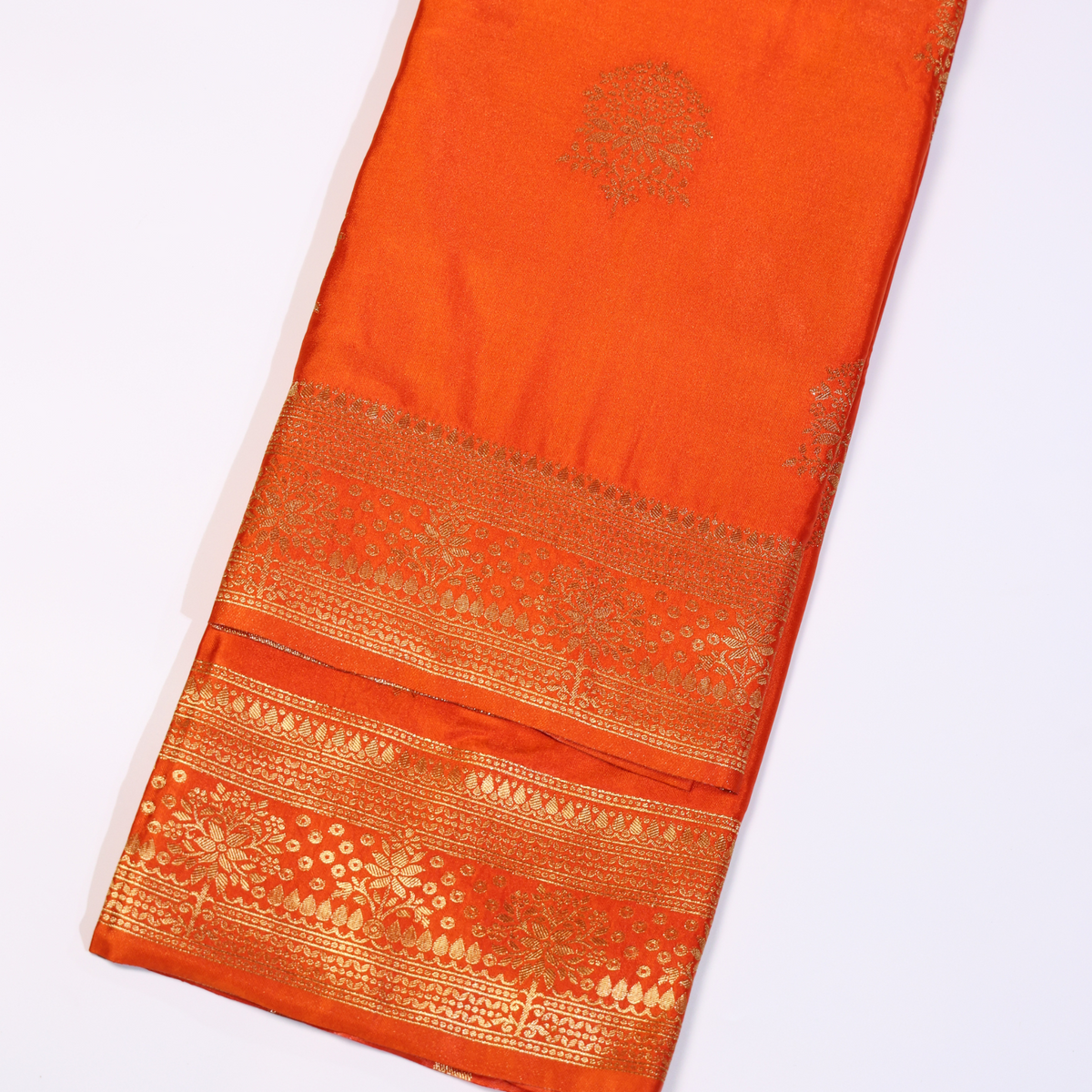 Pure Banarasi Mashru Silk Saree (Orange)