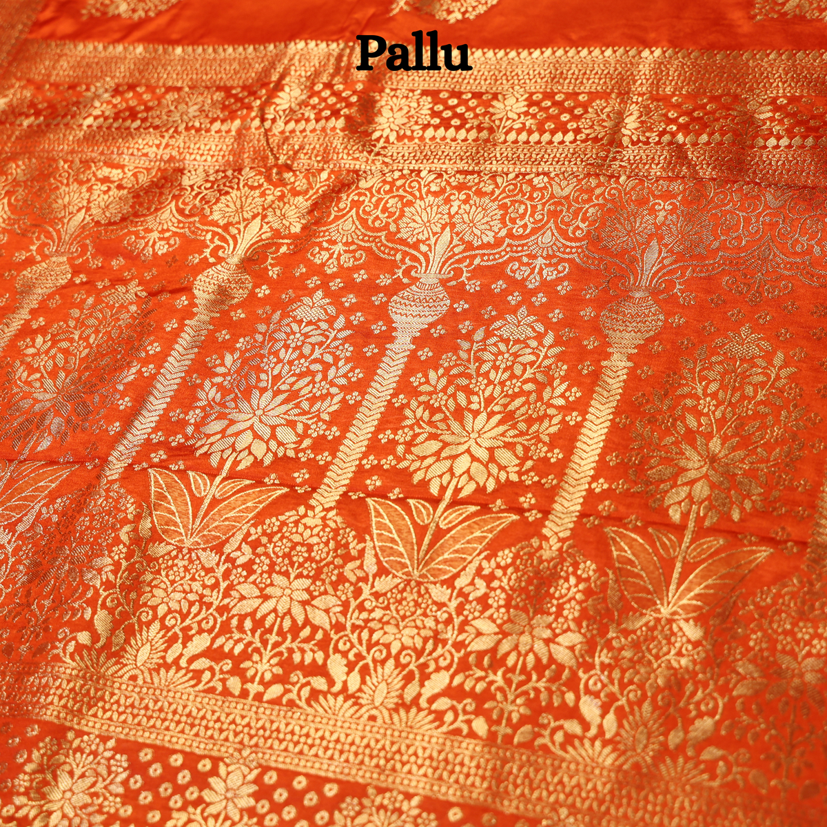 Pure Banarasi Mashru Silk Saree (Orange)