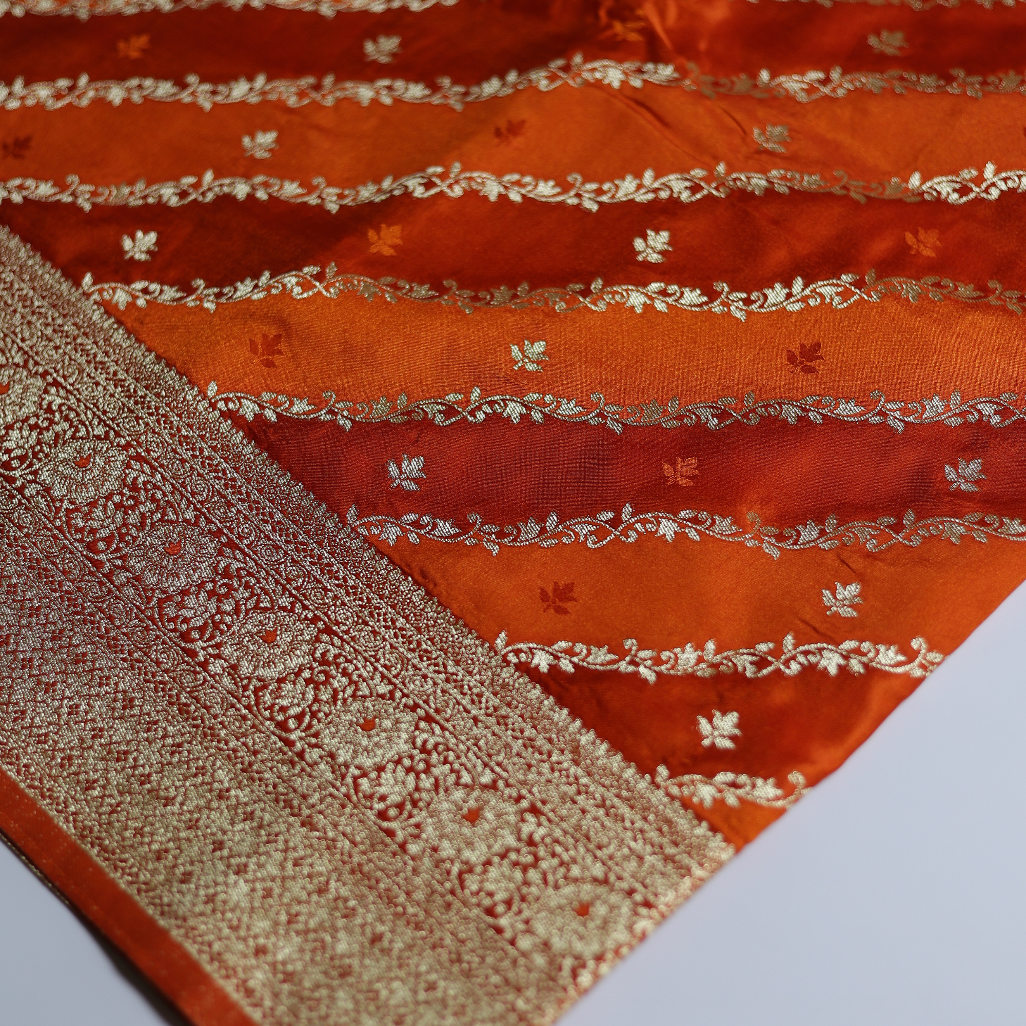 Pure Banarasi Mashru Silk Saree (Orange)