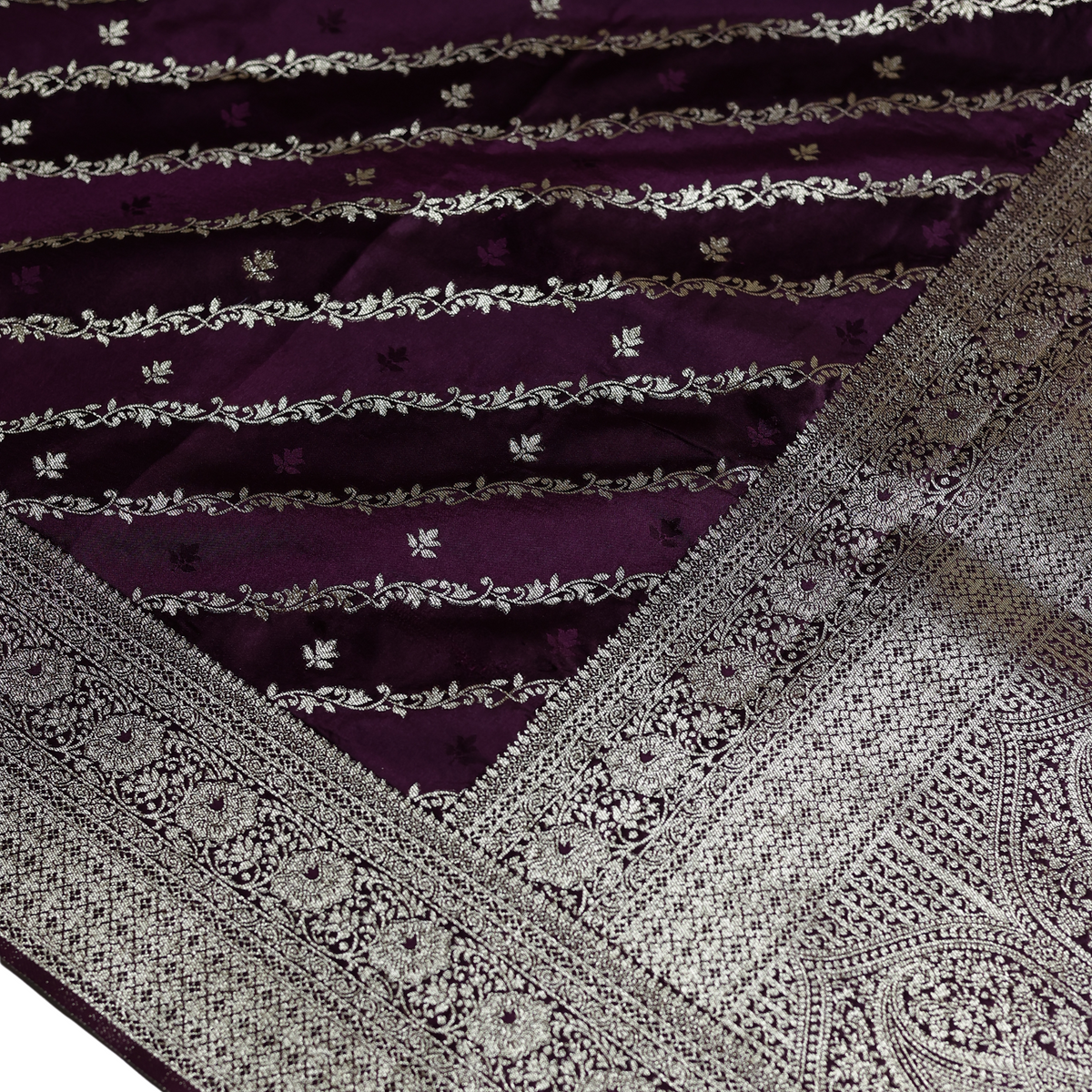Pure Banarasi Mashru Satin Silk Saree (Maroon)