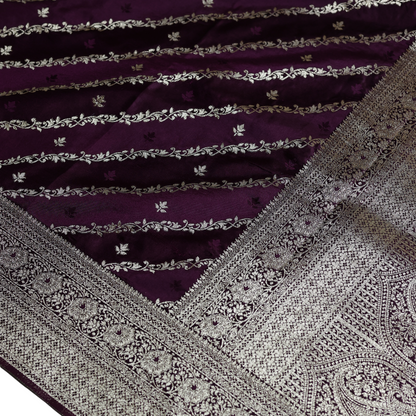 Pure Banarasi Mashru Silk Saree (Maroon)