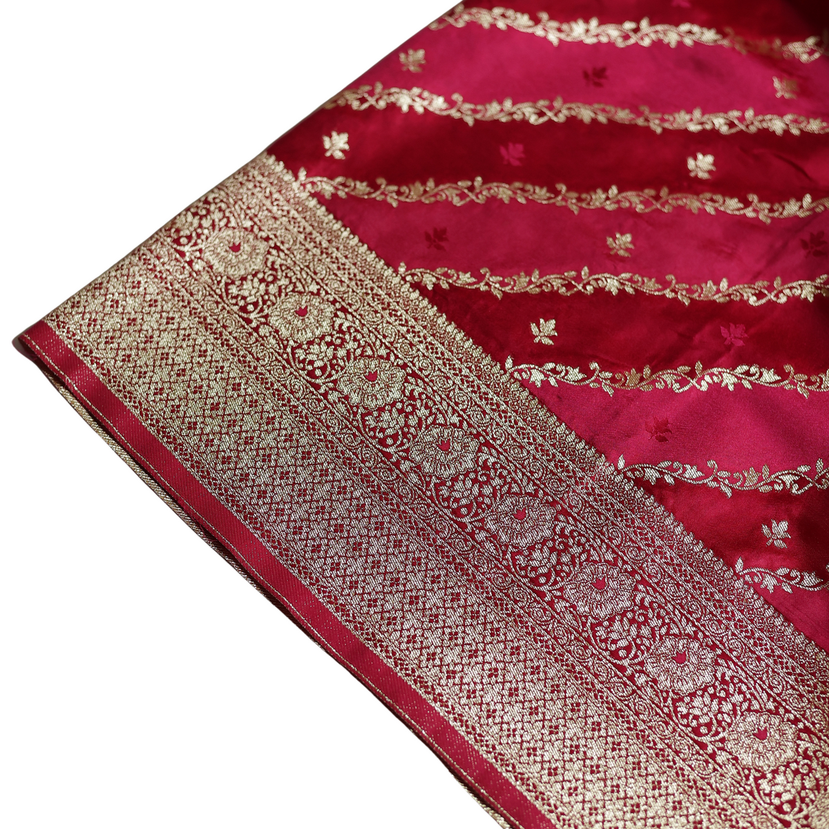 Pure Banarasi Mashru Satin Silk Saree (Pink)