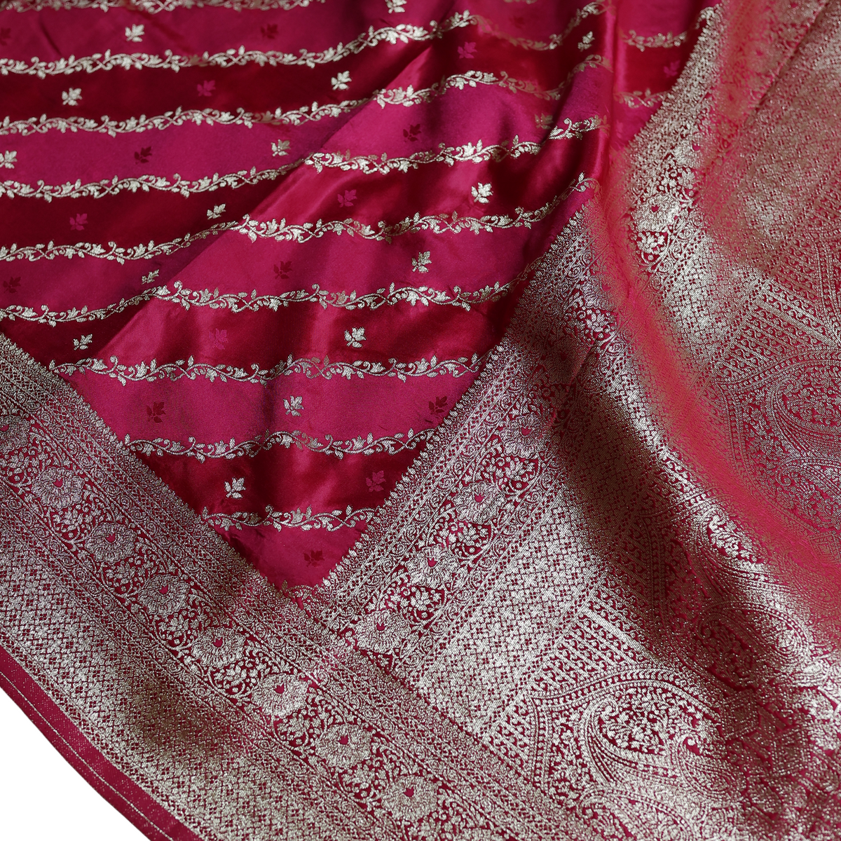 Pure Banarasi Mashru Satin Silk Saree (Pink)
