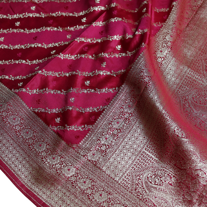 Pure Banarasi Mashru Silk Saree (Pink)