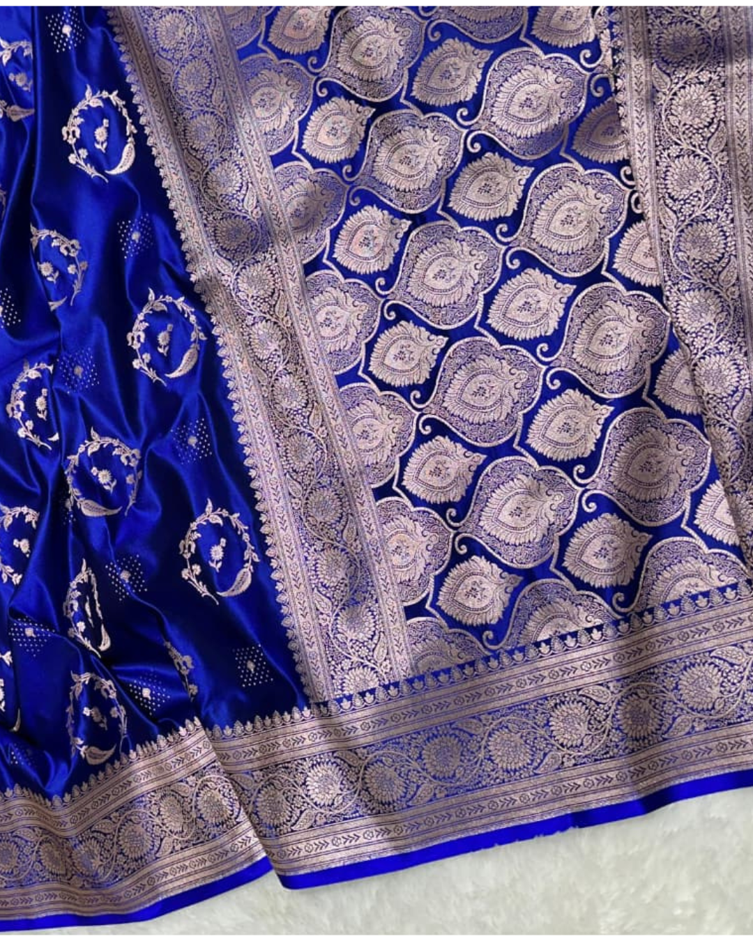 Blue Bridal Mashru Silk Saree With Zari Weaving