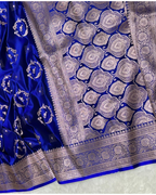 Blue Bridal Mashru Silk Saree With Zari Weaving