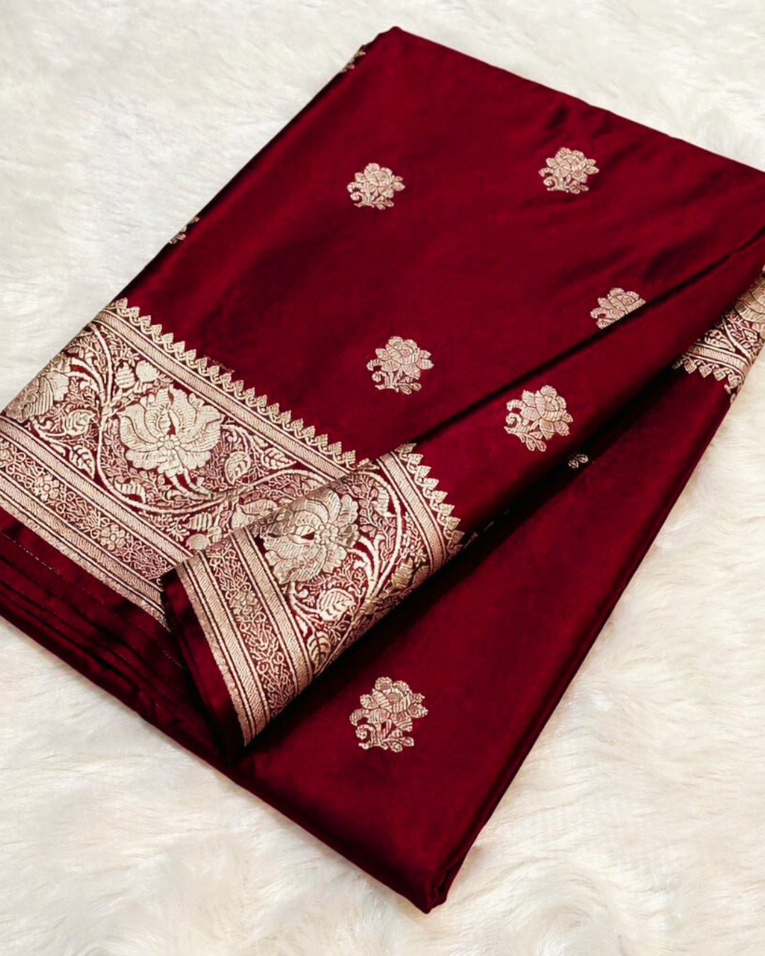 Pure Banarasi Silk Saree with Rose Weaving