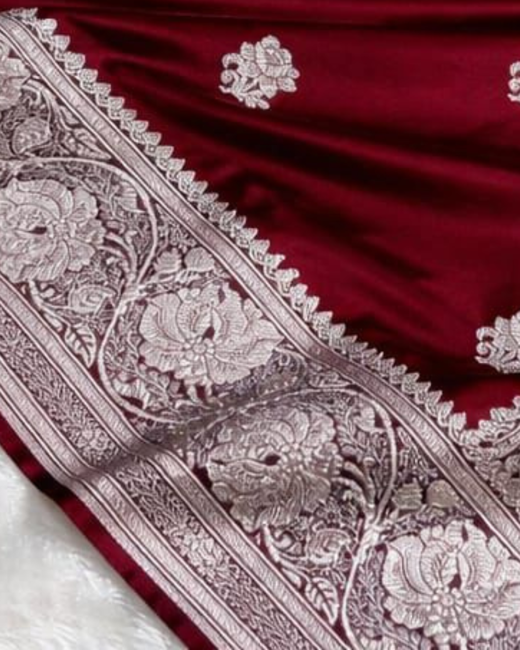 Pure Banarasi Silk Saree with Rose Weaving