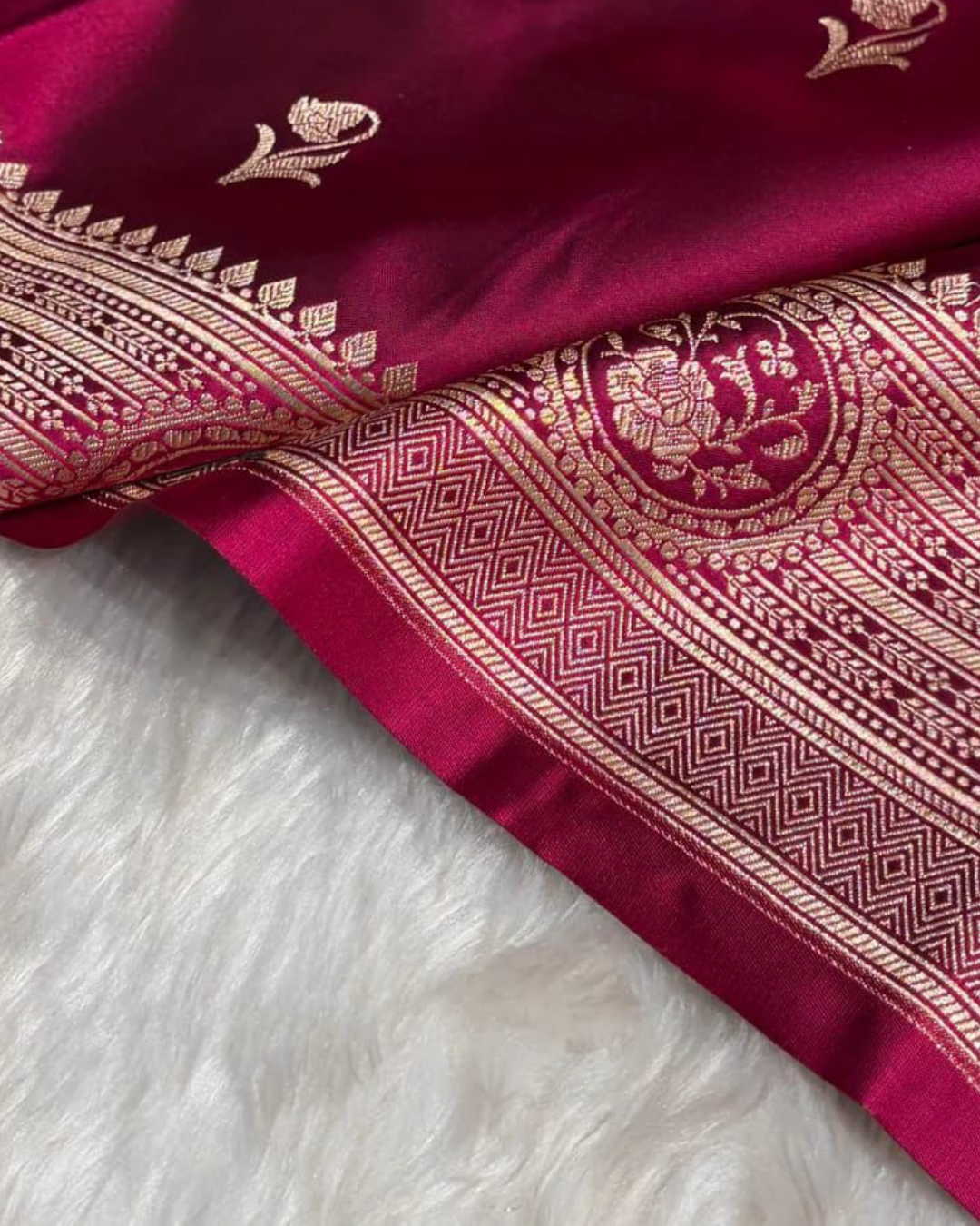 Rani Pink Pure Mashru Silk Saree