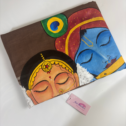Hand Painting Saree (Brown)