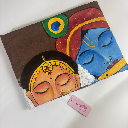 Hand Painting Saree (Brown)