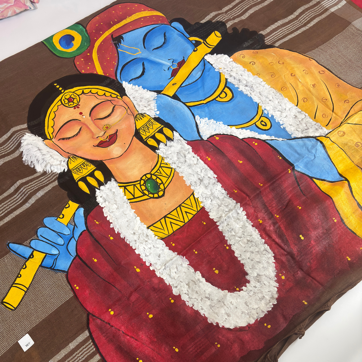 Hand Painting Saree (Brown)