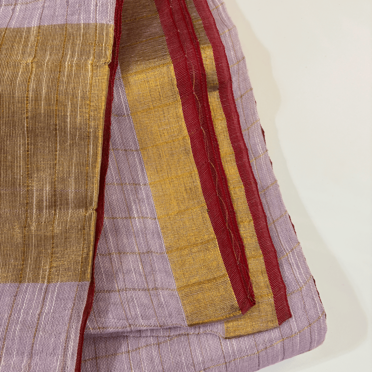 Pure Linen Check Saree (Lavender)