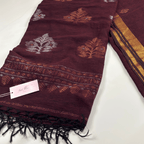 Pure Linen Handloom Saree (Maroon)