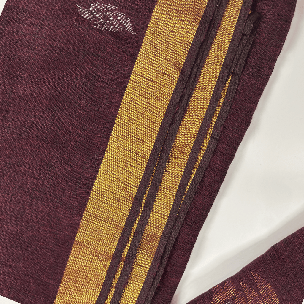 Pure Linen Handloom Saree (Maroon)