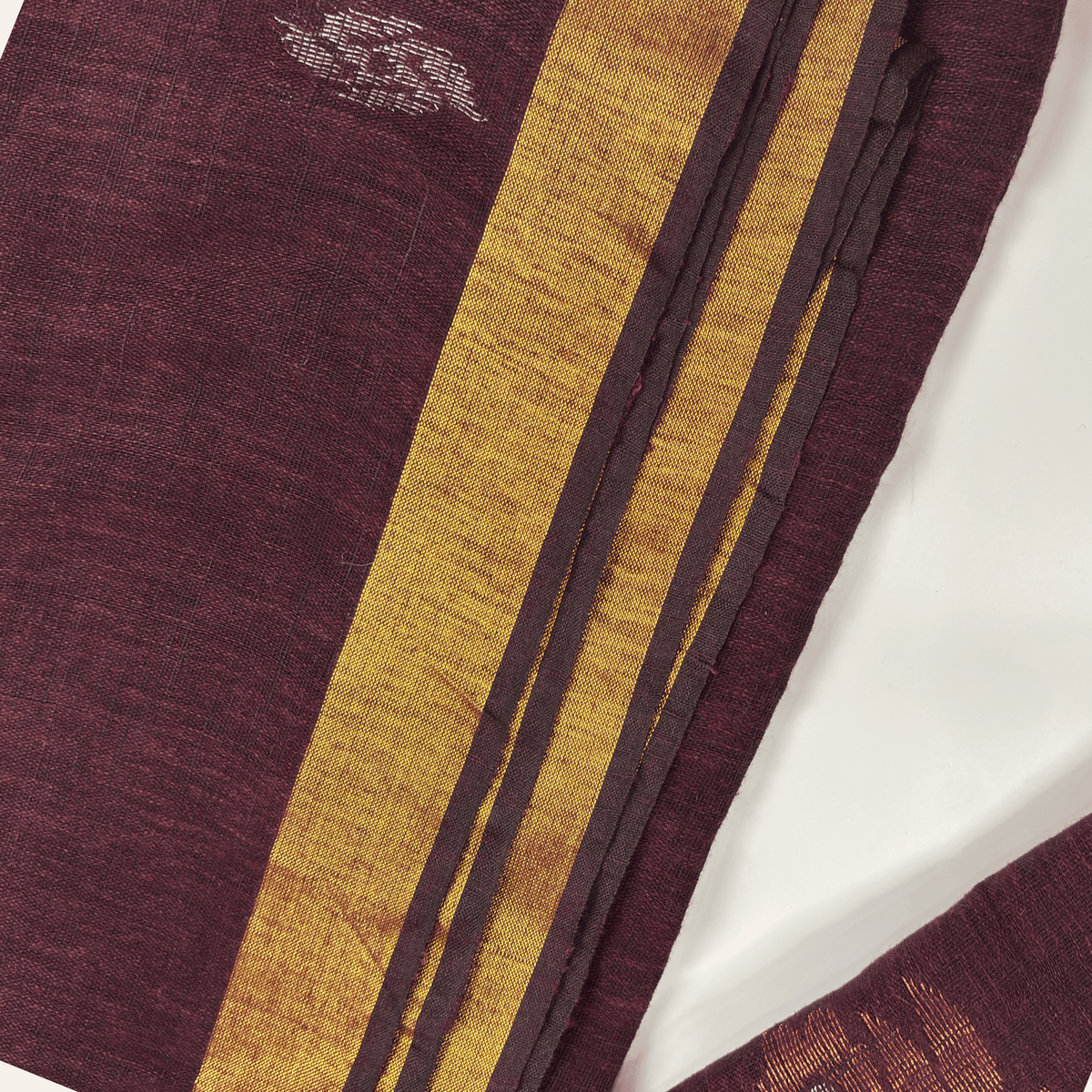 Pure Linen Handloom Saree (Maroon)
