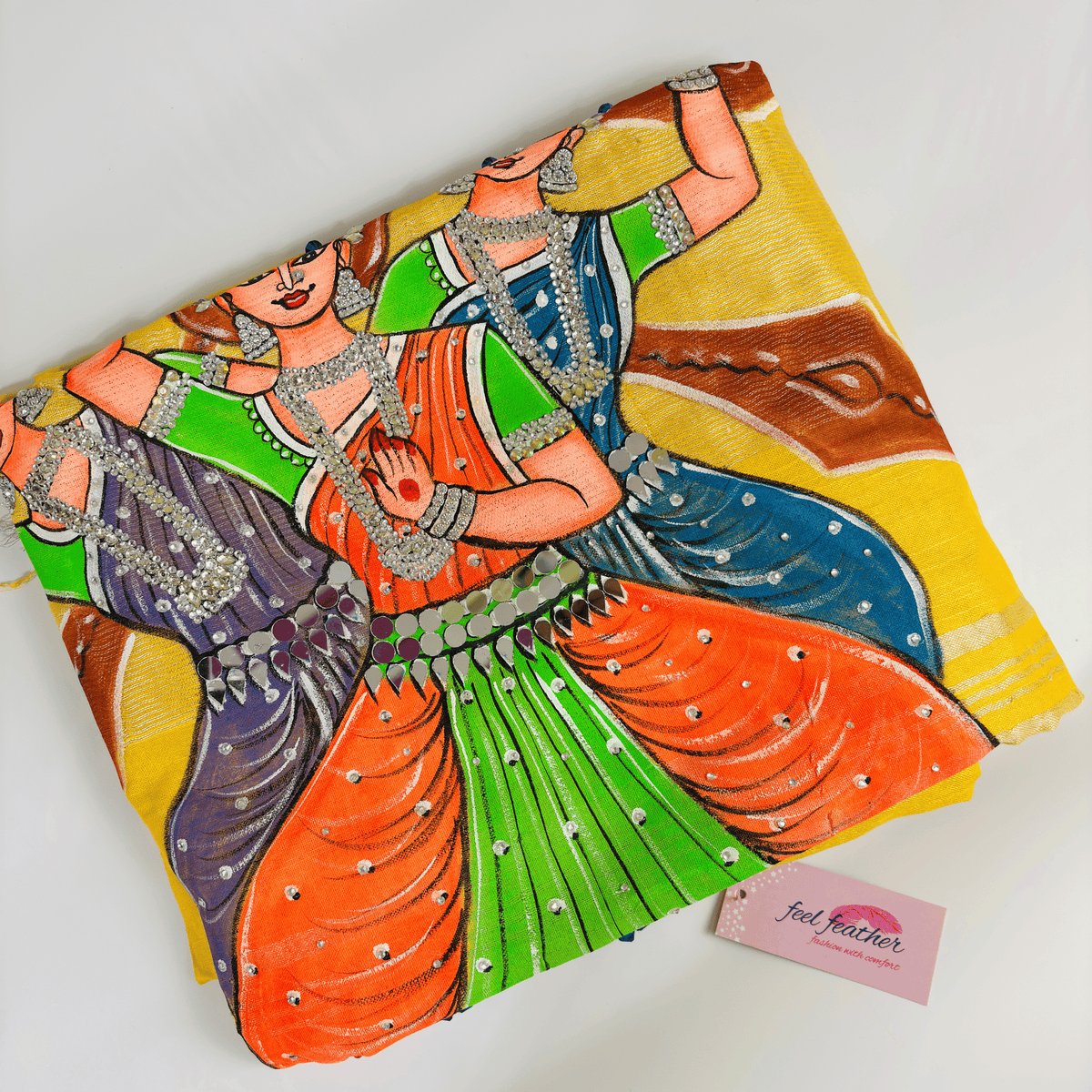 Yellow Hand Painting Saree