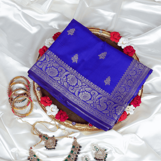 Blue Katan Silk Saree
