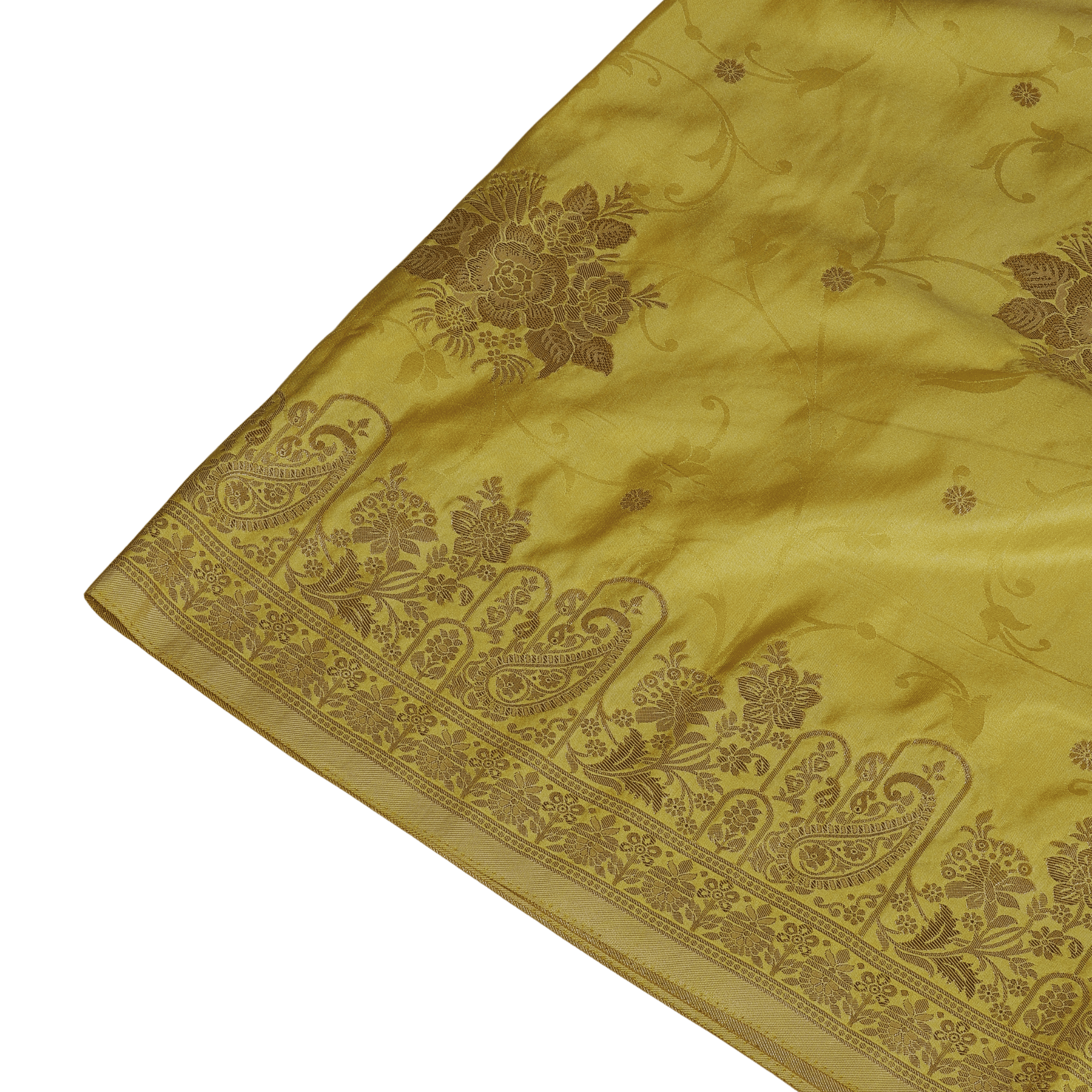 Premium Banarasi Mashru Silk Saree (Lime Yellow)