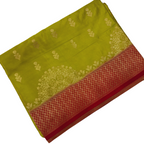 Neon Green Pure Banarasi Silk Saree