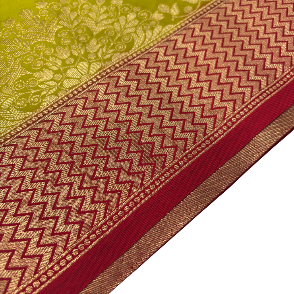 Neon Green Pure Banarasi Silk Saree