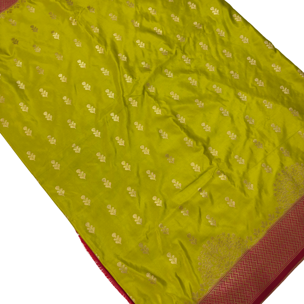 Neon Green Pure Banarasi Silk Saree