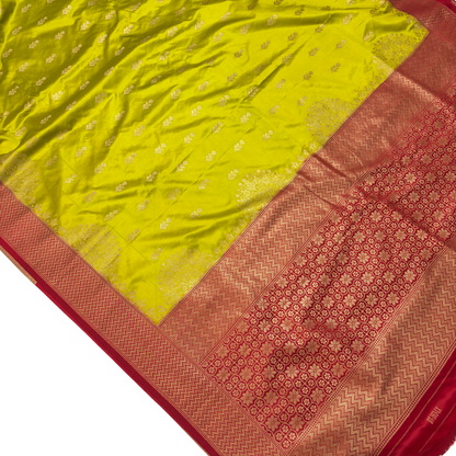 Neon Green Banarasi Silk Saree