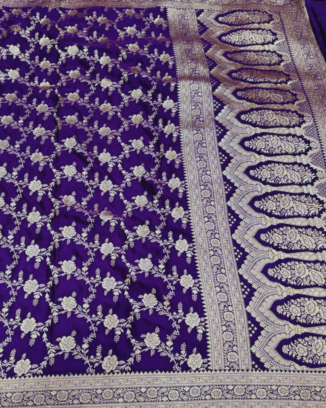 Purple Pure Mashru Silk Saree With Jaal Weaving