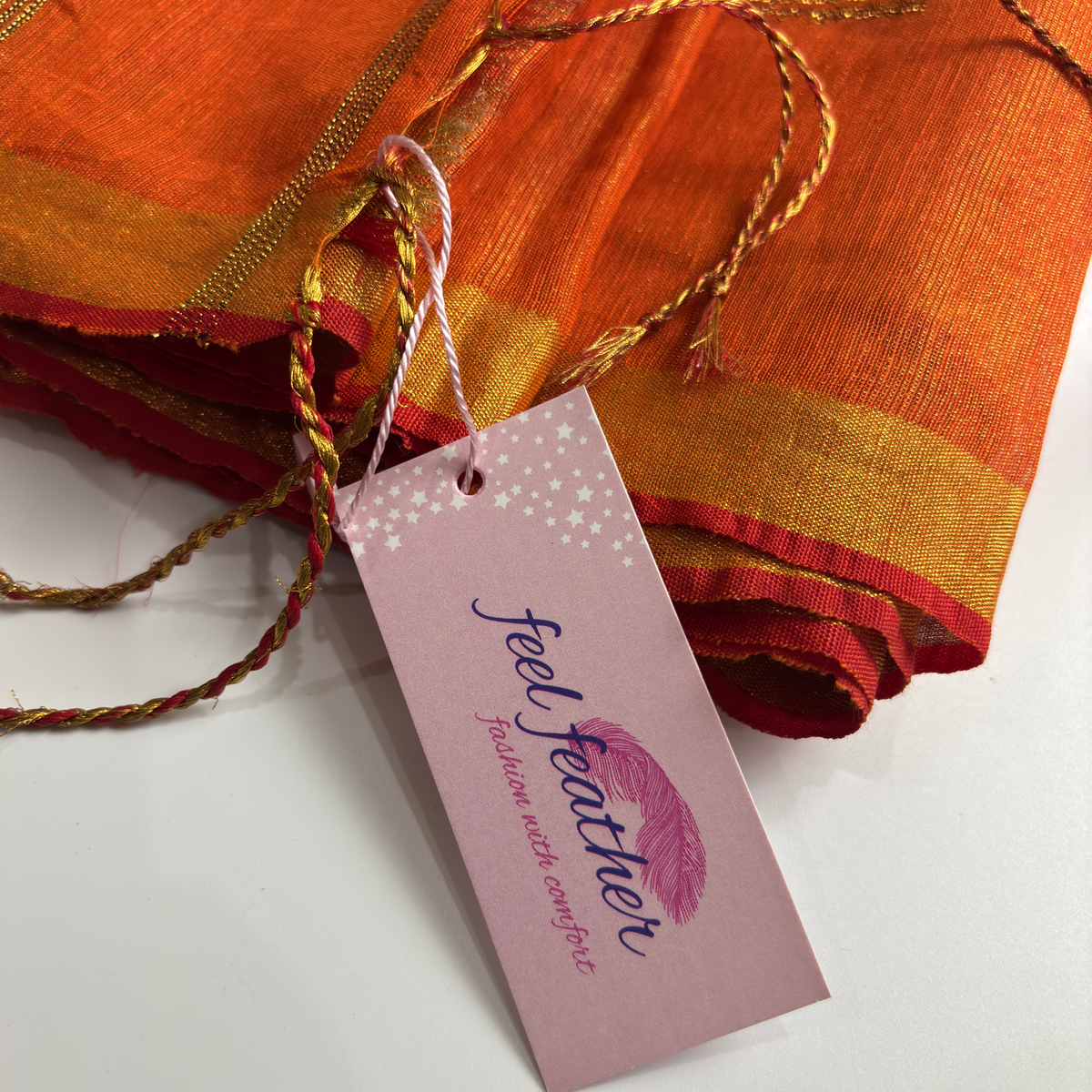 Tissue Linen Saree (Orange)