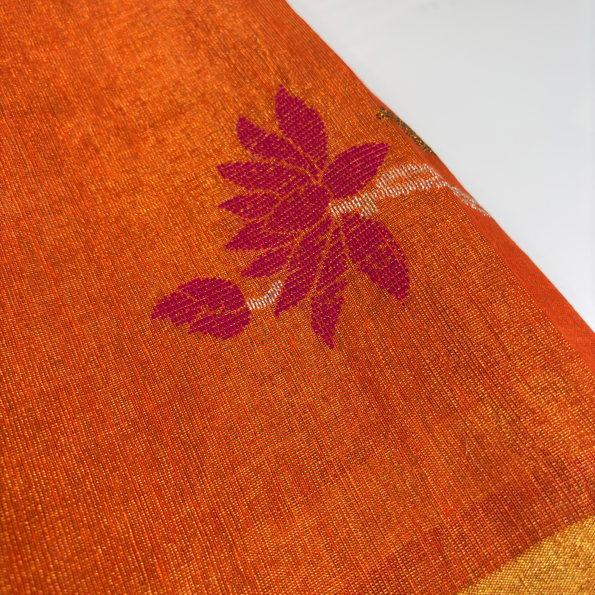 Tissue Linen Saree (Orange)