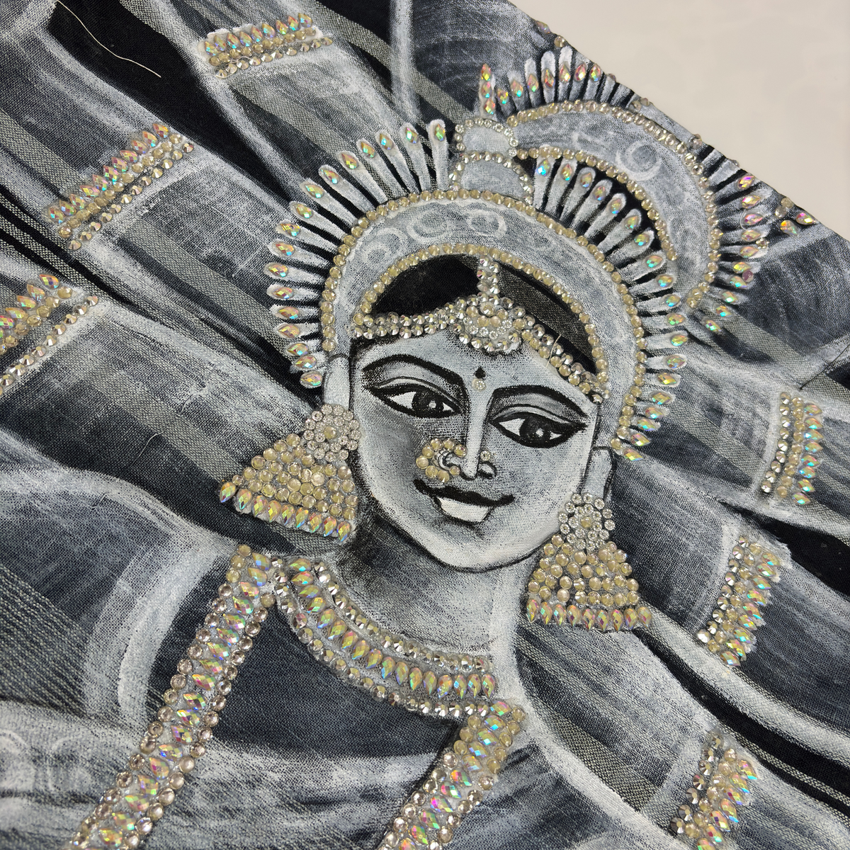 Hand-Painting Saree (Black) Made to Order Only