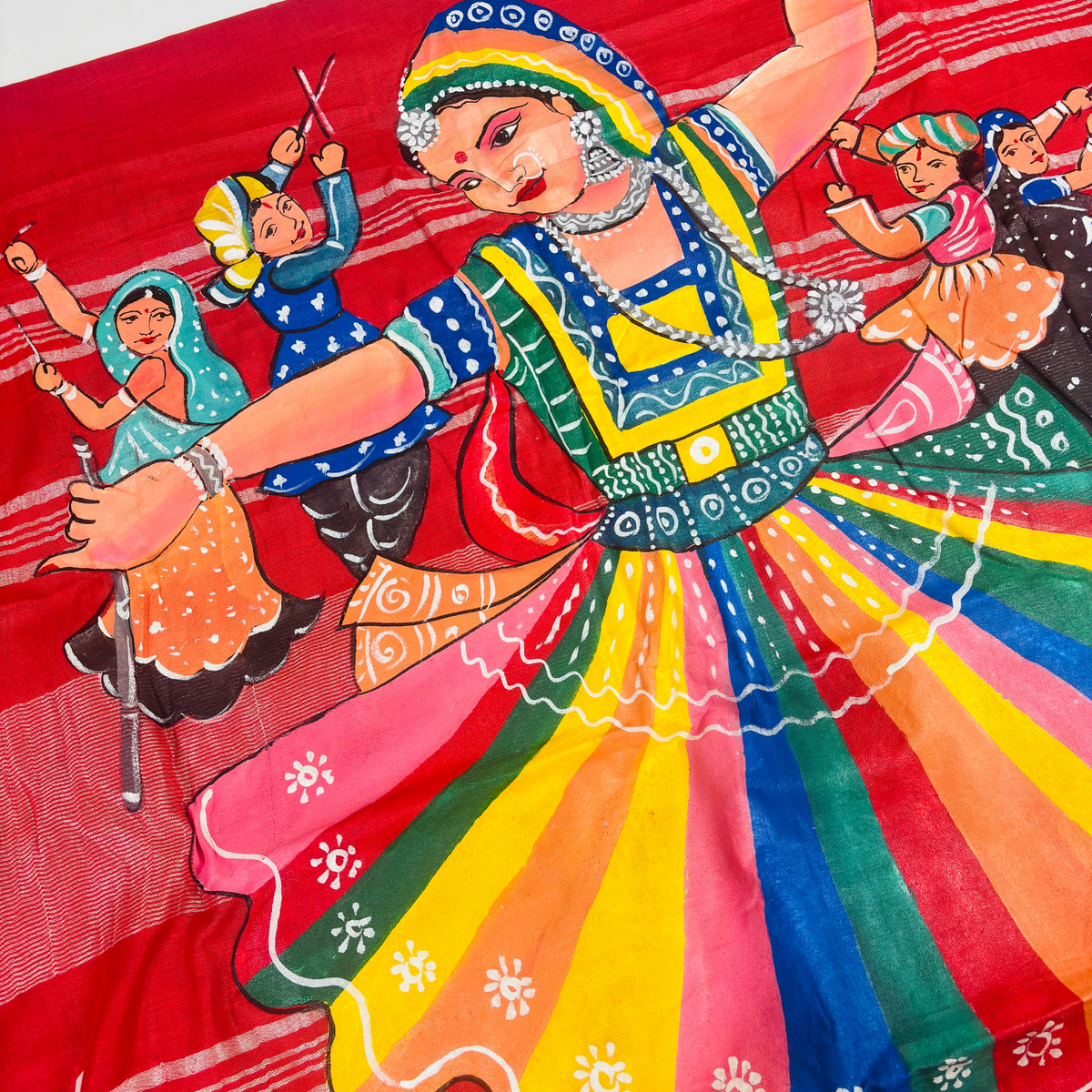 Hand-Painting Saree (Red)  Only Made to Order